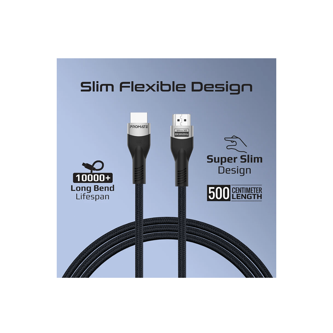 Promate PrimeLink8k-500 Certified Ultra-High-Speed 8K@60Hz HDMI Cable 5M in Qatar Promate PrimeLink8k-500 Certified Ultra-High-Speed 8K@60Hz HDMI Cable 5M in Qatar
